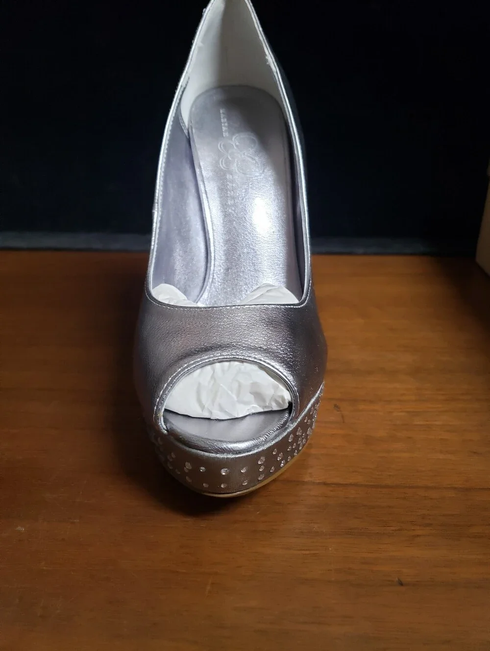 Silver Crystal Platform Stiletto Heel Pump